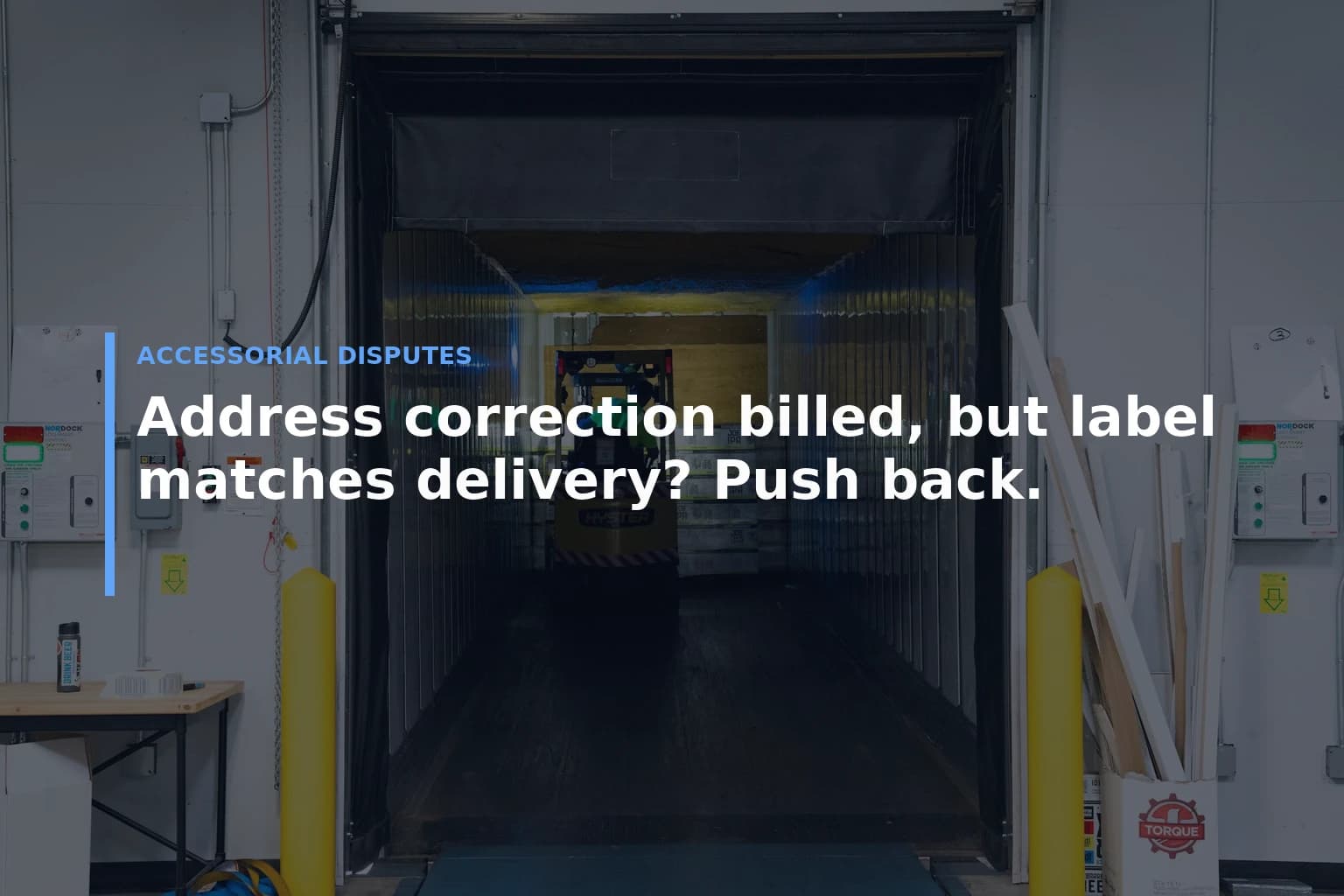 Address correction billed, but label matches delivery? Push back. — Accessorial Disputes